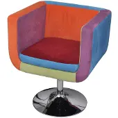 vidaXL Stoel met patchwork motief kubus stof