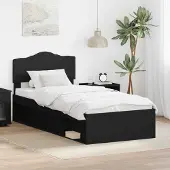 vidaXL Bedframe met hoofdeinde Zwart 90 x 200 cm Massief grenenhout