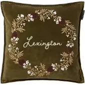 Lexington Wreath ekologisch katoenen fluweel kussensloop 50x50 cm Olive-brown-white