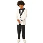 Opposuits kostuum Pearly White wit/zwart Jongens Polyester Reverskraag - maat 110/116