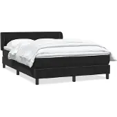 vidaXL Boxspring met matras fluweel zwart 160x210 cm