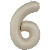 Folat - Folieballon Cijfer 6 Creamy Latte - 86 cm
