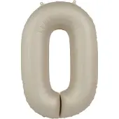 Folat - Folieballon Cijfer 0 Creamy Latte - 86 cm