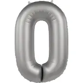 Folat - Folieballon Cijfer 0 Moonlight Silver - 86 cm