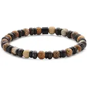 Frank 1967 7FB-0831 – – Heren Armband – Kralenarmband 6 mm – Agaat Jasper & Spacer – Zwartkleurig