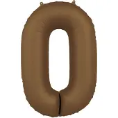 Folat - Folieballon Cijfer 0 Chocolate Brown - 86 cm