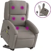 vidaXL Sta-op-massagestoel verstelbaar stof taupe