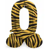 Folat - Staande folieballon Cijfer 0 Tiger Chic - 72 cm
