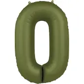 Folat - Folieballon Cijfer 0 Olive Green - 86 cm