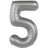Folat - Folieballon Cijfer 5 Moonlight Silver - 86 cm
