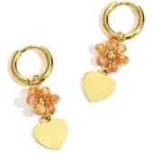Yehwang Oorbellen flower brown gold - Hartje - Stainless steel