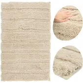 FLOOR Zachte Antislip Badkamermat Beige 60x90cm - Extra Dik en Pluizig