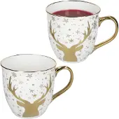MamboCat 2-delig set jumbokopjes met gouden rand HIRSCH van porselein – 23105124