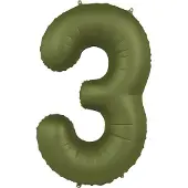Folat - Folieballon Cijfer 3 Olive Green - 86 cm