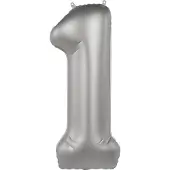 Folat - Folieballon Cijfer 1 Moonlight Silver - 86 cm