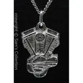 MOOYE ® - Collectie Zilveren Harley Panhead motorblok ketting hanger