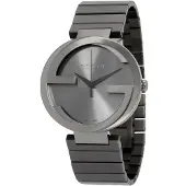 Gucci YA133210 In elkaar grijpende grijze wijzerplaat herenhorloge
