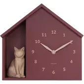 Karlsson wandklok siting cat bordeaux- Ø24,9cm