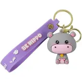Itotal Sleutelhanger Lanyard Nijlpaard Keychain HIPPO Plastic and Metal 4x4.5cm