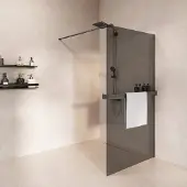 Saniclear Metric inloopdouche 100cm met handdoekhouder en rookglas verouderd ijzer - gunmetal