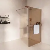 Saniclear Metric inloopdouche 120cm met handdoekhouder en bronsglas geborsteld koper