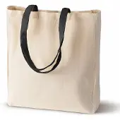Allbag Grote Katoenen Tas Ecru met Zwarte Handgreep 38x10x42 cm - 220g