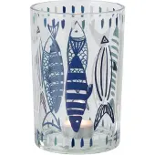 J-Line theelichthouder Vis - glas - wit/blauw - large