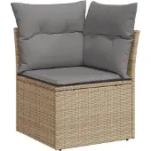 vidaXL 7-delige Loungeset met kussens poly rattan beige