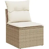 vidaXL 7-delige Loungeset met kussens poly rattan beige