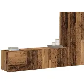 vidaXL Tv-wandkasten 3 st bewerkt hout oud houtkleurig