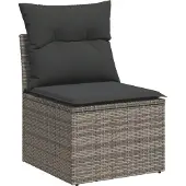 vidaXL 5-delige Loungeset met kussens poly rattan grijs