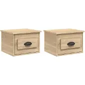 vidaXL Nachtkastjes 2 st wandgemonteerd 41,5x36x28 cm sonoma eiken
