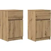 vidaXL Nachtkastjes 2 st 39x35x65cm bewerkt hout artisanaal eikenkleur
