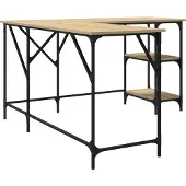 vidaXL Bureau 139x139x75 cm bewerkt hout sonoma eikenkleurig