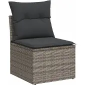 vidaXL 7-delige Loungeset met kussens poly rattan grijs