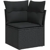vidaXL 10-delige Loungeset met kussens poly rattan zwart
