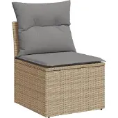 vidaXL 5-delige Loungeset met kussens poly rattan beige