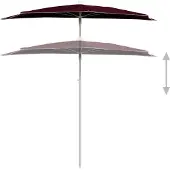 vidaXL Parasol half met paal 180x90 cm bordeauxrood