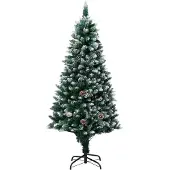 vidaXL - Kunstkerstboom - met - dennenappels - en - witte - sneeuw - 180 - cm