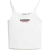 Superdry Dames T-shirt met Sportswear-logo in wit (S), Casual, Katoen, Mouwloos / spaghettibandjes W6011836A