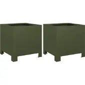 vidaXL Plantenbakken 2 st 30x30x30 cm staal olijfgroen