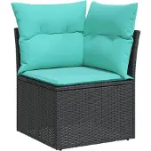 vidaXL 10-delige Loungeset met kussens poly rattan zwart