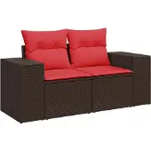 vidaXL 10-delige tuinbankset met kussens, bruin polyrotan