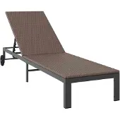 vidaXL Ligstoel 2-persoon 3 pcs Bruin poly rattan