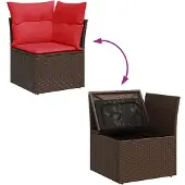 vidaXL 5-delige Loungeset met kussens poly rattan bruin