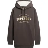 Superdry Luxe Hoodiejurk met Metallic Logo Donkergrijs Grootte: 6-8