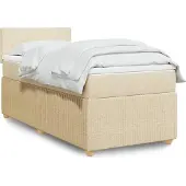 vidaXL Boxspring met matras stof crèmekleurig 180x200 cm
