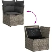 vidaXL Tuinbank Set met opslag 5 pcs Grijs poly rattan