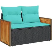 vidaXL 10-delige loungeset voor de tuin met kussens, zwart kunststof vlechtwerk