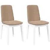 vidaXL Eetkamerstoelen met kussens 2 st massief hout rubber wit